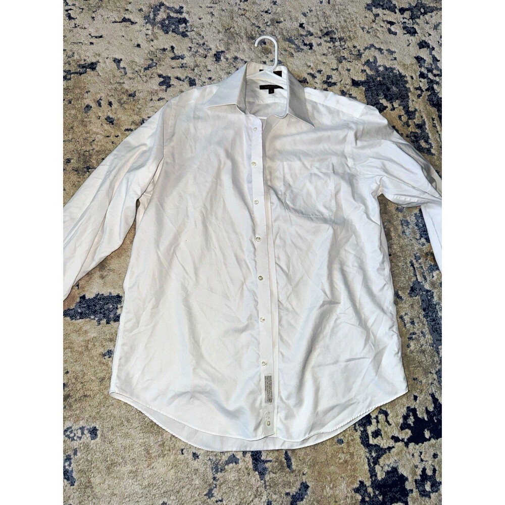 Nordstrom SmartCare Wrinkle-Free Cotton Dress Shirt White 16 34 Long Sleeve